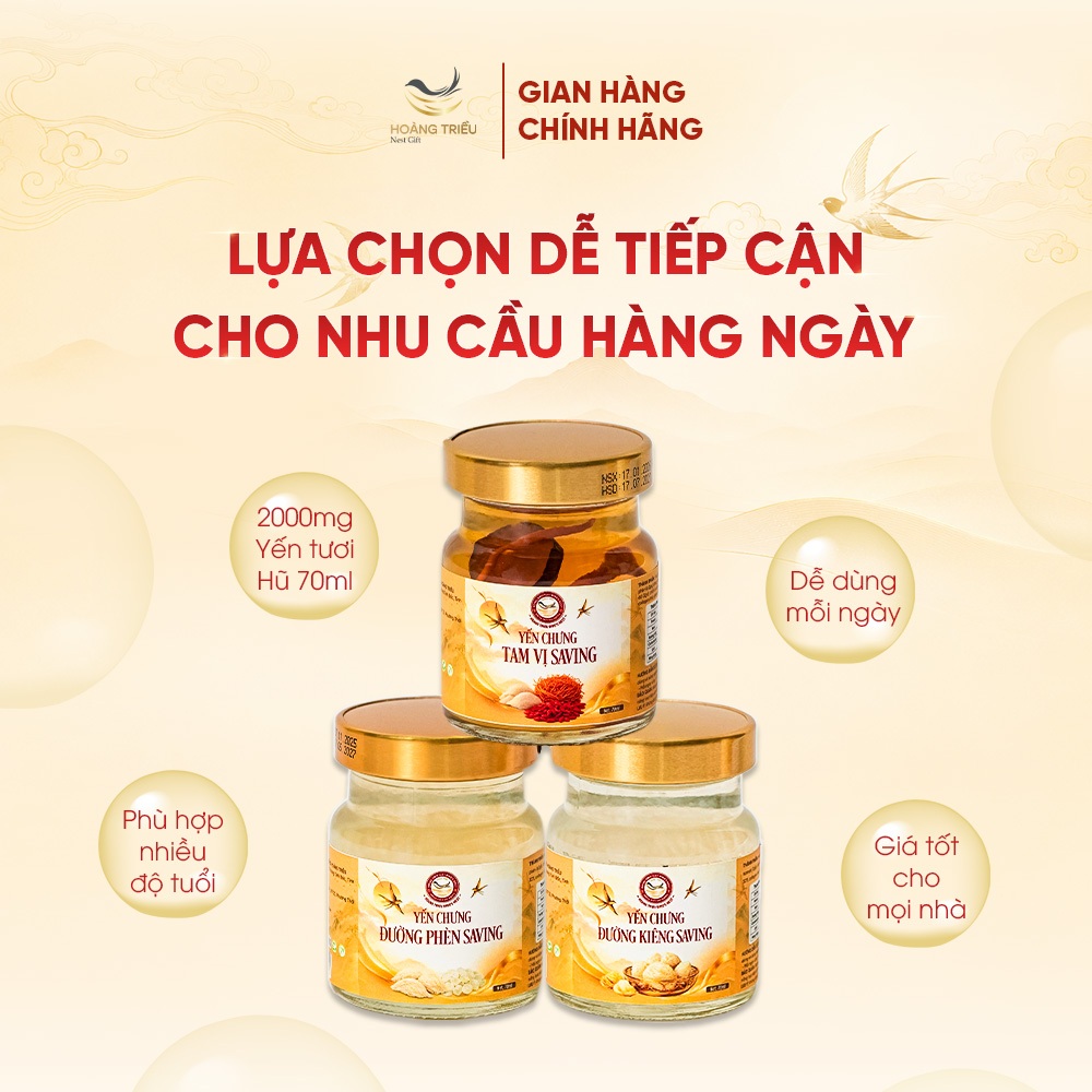 Yến Chưng Nhân Sâm Saving 2000mg - Yến chưng sẵn cao cấp hũ 70ml - Hoàng Triều Bird's Nest