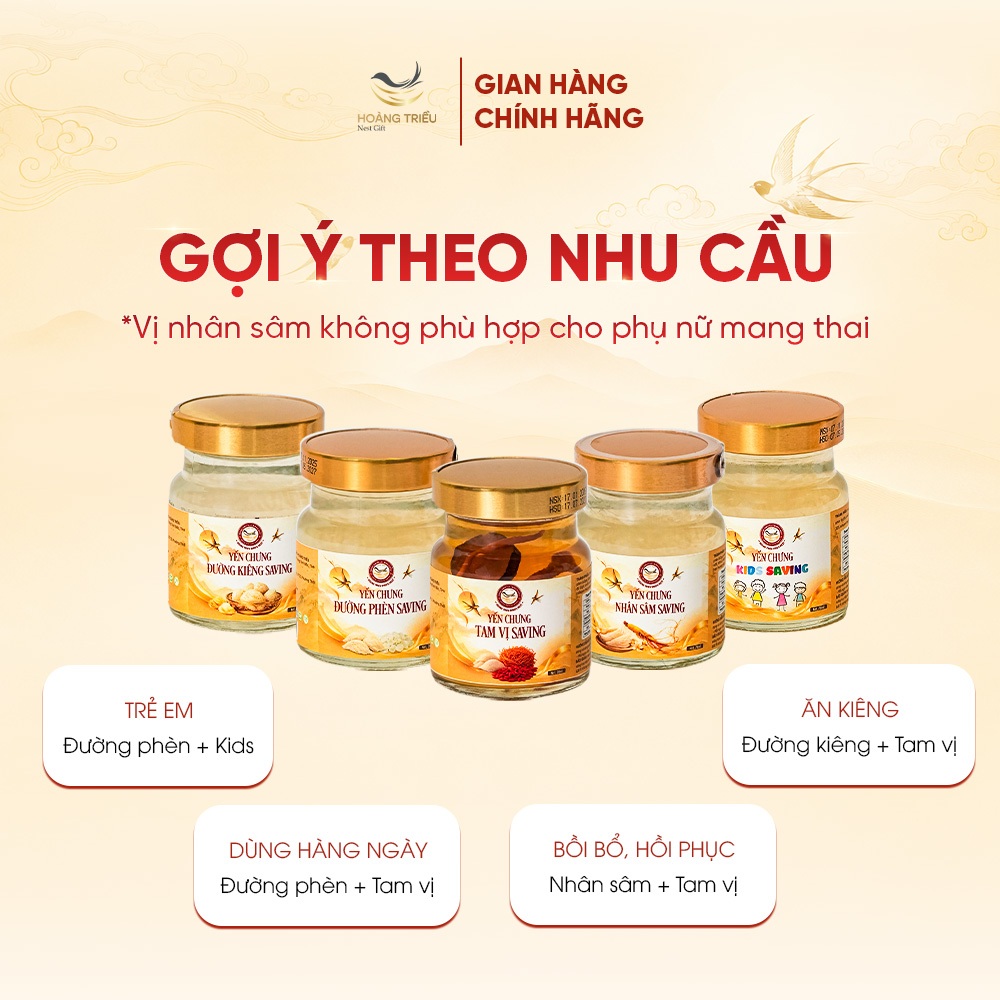 Hoàng Triều Bird's Nest - " Combo Người Cao Tuổi " - Set 10 hũ Yến chưng sẵn cao cấp hũ 70ml/ 2000mg