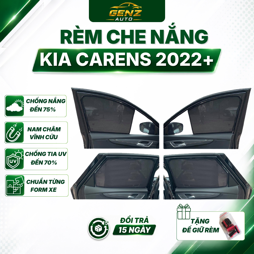 Rèm che nắng xe Kia Carens 2022-nay, hít nam châm cao cấp,che nắng hiệu quả vừa khít 4 cửa xe