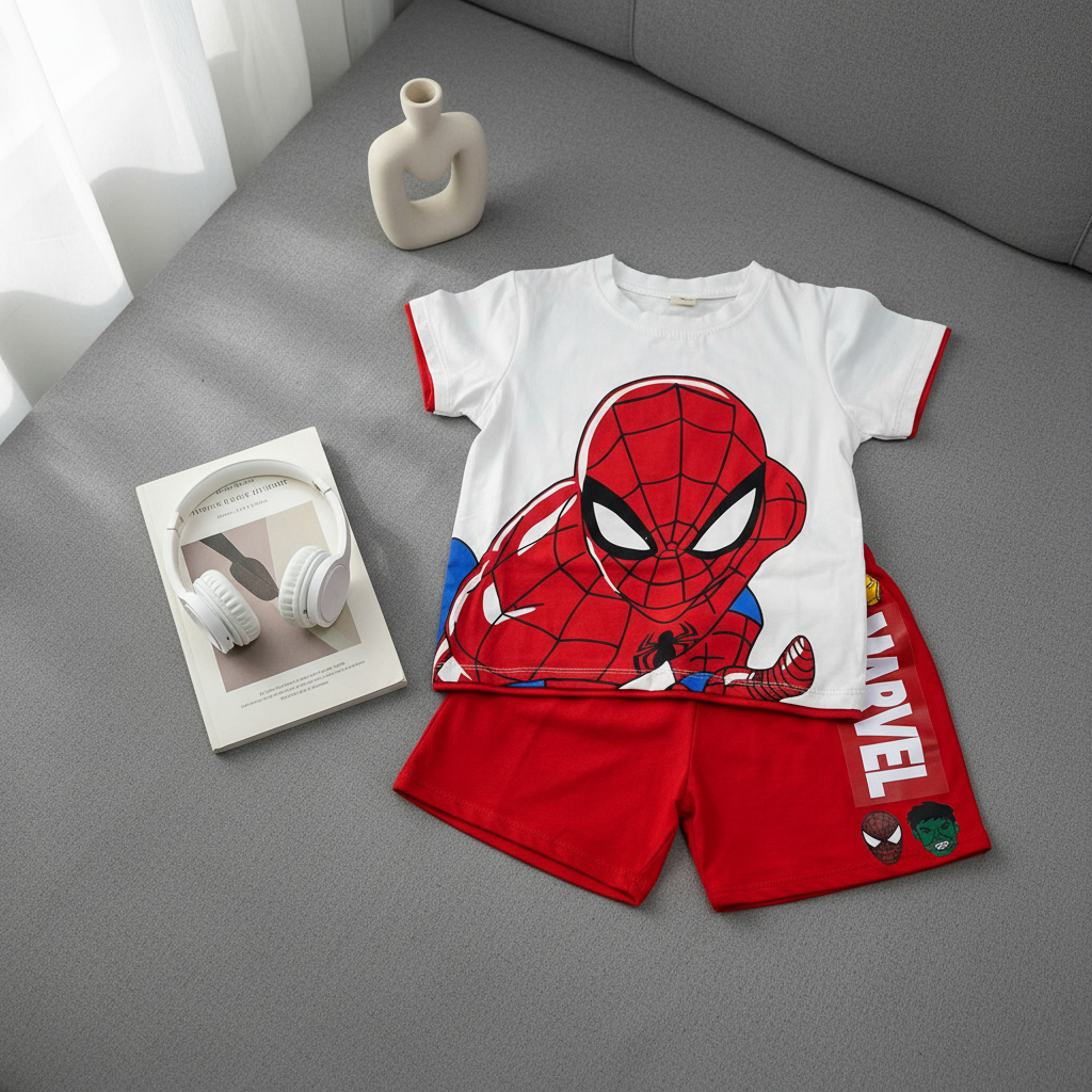 Bộ Người Nhện Spider-Man Bé Trai - Set Đồ Bộ Cotton Thun Lạnh Siêu Mát Mịn Cho Bé (8-30kg) - Kho Sỉ Gumiho