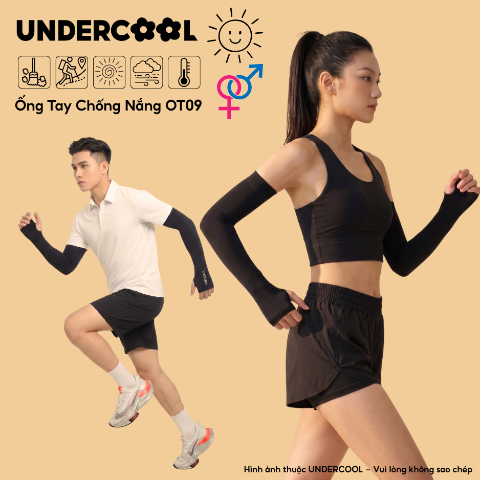 Găng tay chống nắng cao cấp UNDERCOOL Unisex - Ống tay chống nắng, siêu co giãn, ngăn UV thấm hút mồ hôi Live OT09