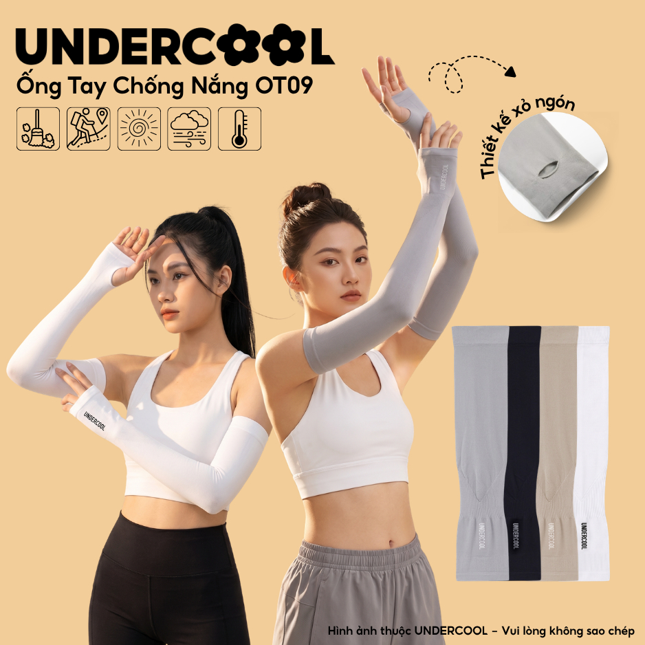 Găng tay chống nắng cao cấp UNDERCOOL Unisex - Ống tay chống nắng, siêu co giãn, ngăn UV thấm hút mồ hôi Live OT09