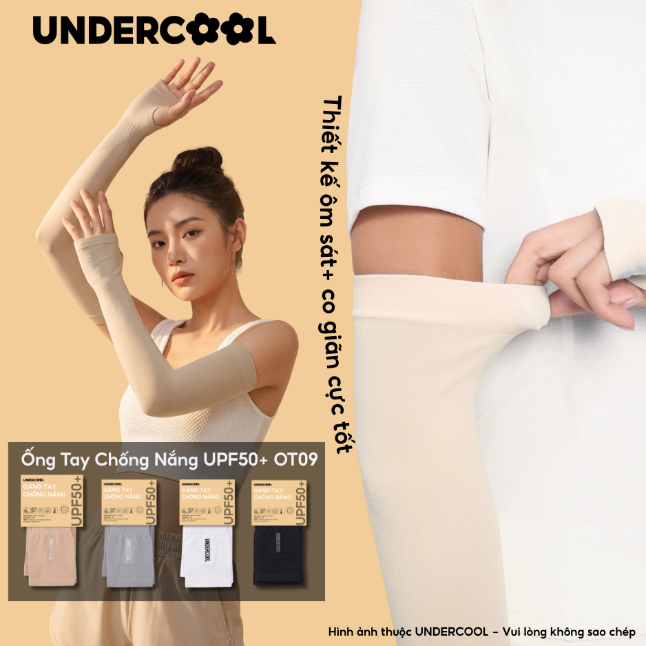 Găng tay chống nắng cao cấp UNDERCOOL Unisex - Ống tay chống nắng, siêu co giãn, ngăn UV thấm hút mồ hôi Live OT09
