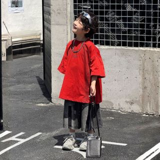 Áo Thun T-Shirt Bé Trai Đỏ Loang Đen Thêu Chữ Trước Ngực Mellow Duck (4-13 Tuổi) B2606014