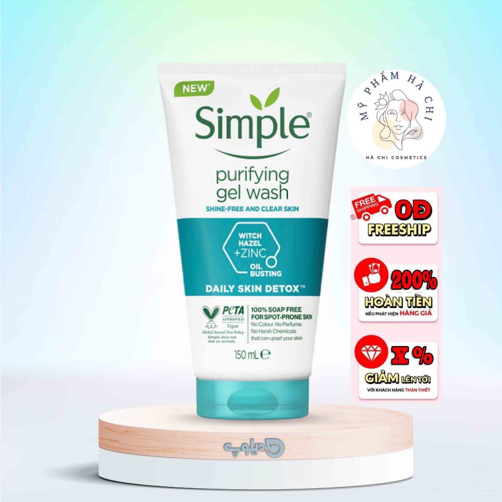 Sữa rửa mặt Simple làm sạch dịu nhẹ, giúp da sáng mịn, cấp ẩm cho mọi loại da kể cả da nhạy cảm