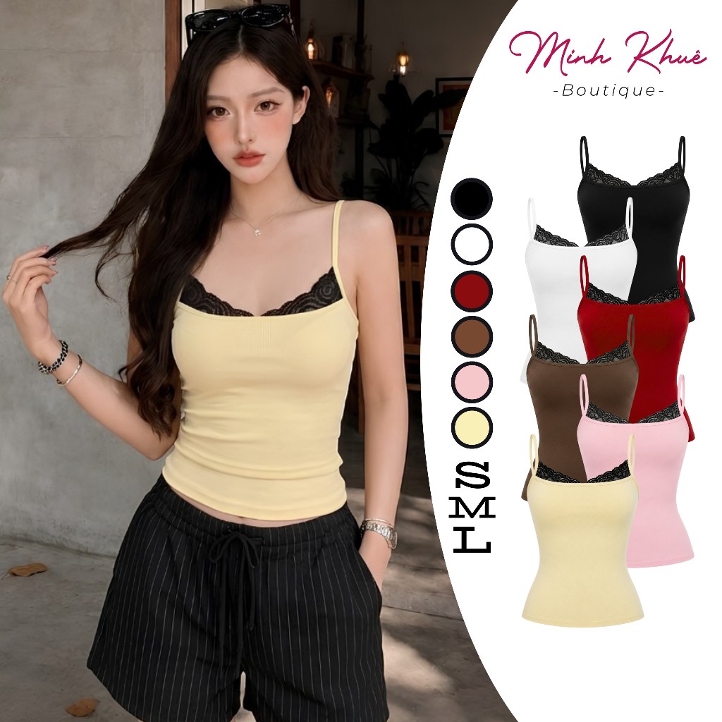 [Mở Bán] Áo Thun Nữ Hai Dây Ren Ngực Dáng Dài Thun Borip Lụa DD23 2d Mềm Mịn Ôm Body Co Giãn Minh Khuê Boutique