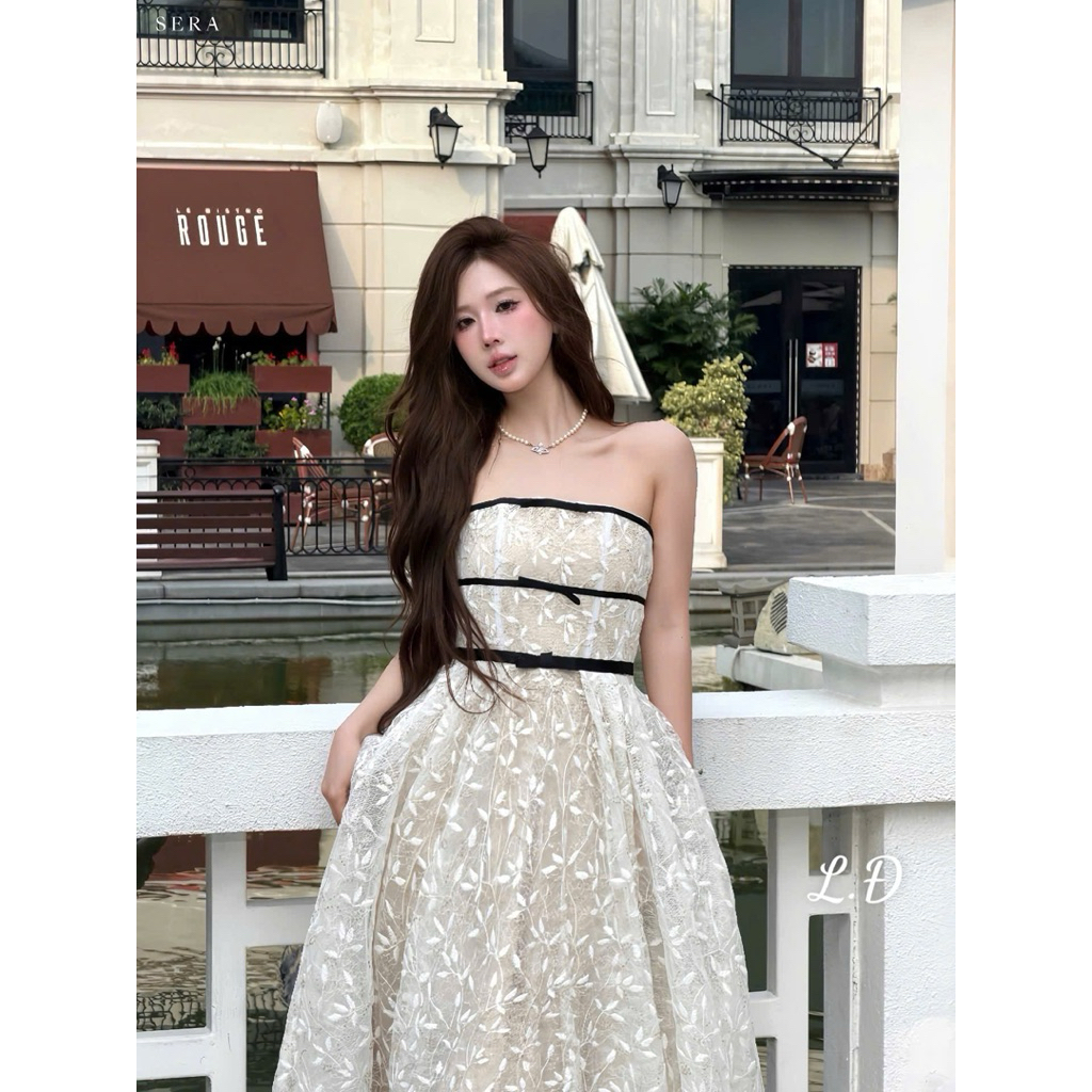 Sét váy quây ren xoè bồng kèm choàng   Đi tiệc đi chơi xinh như công chúa ạ   SML