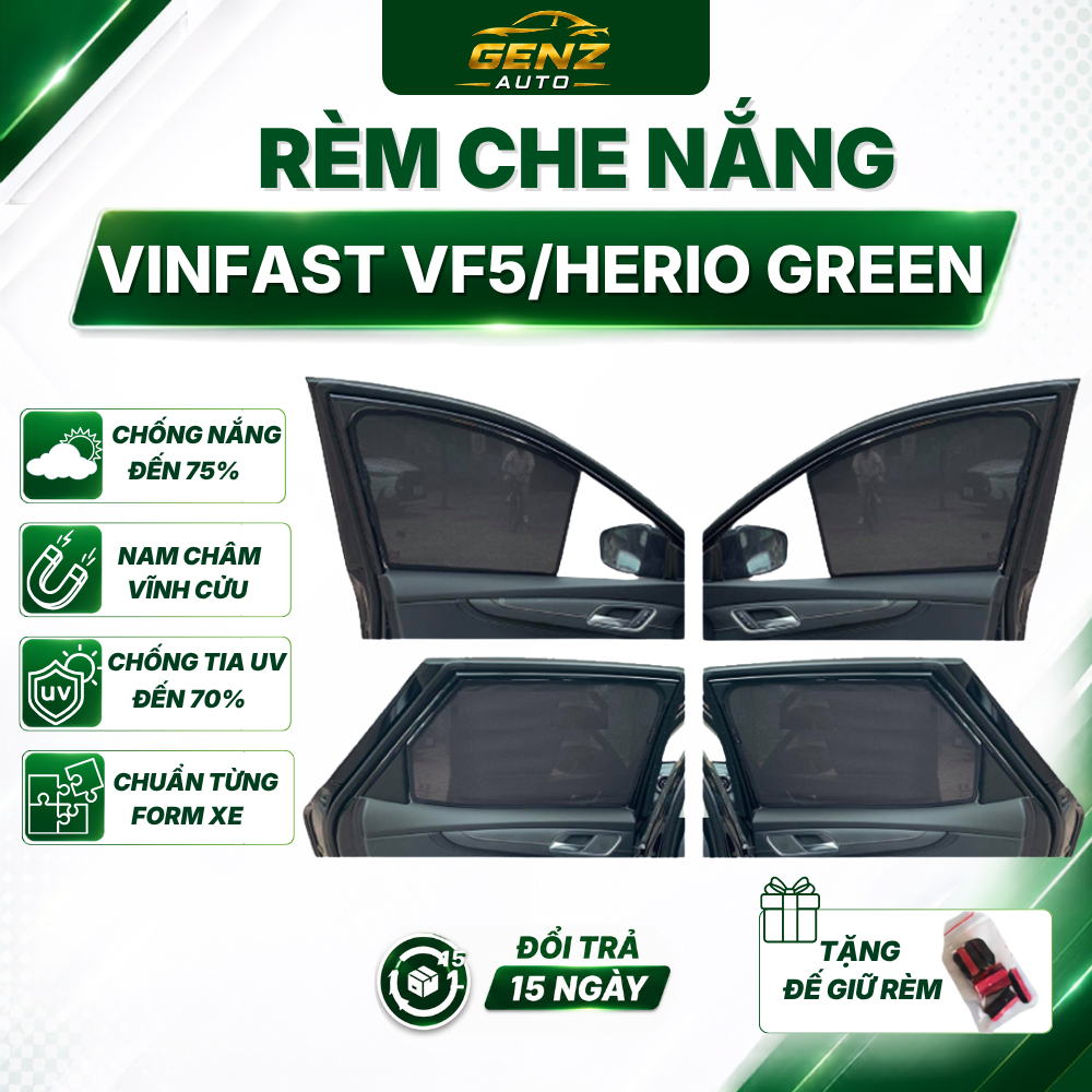 Rèm che nắng xe Vinfast VF5/Herio Green 2023 - HIỆN NAY hít nam châm, chuẩn khít form xe chống nắng tốt vừa 4 cánh cửaxe