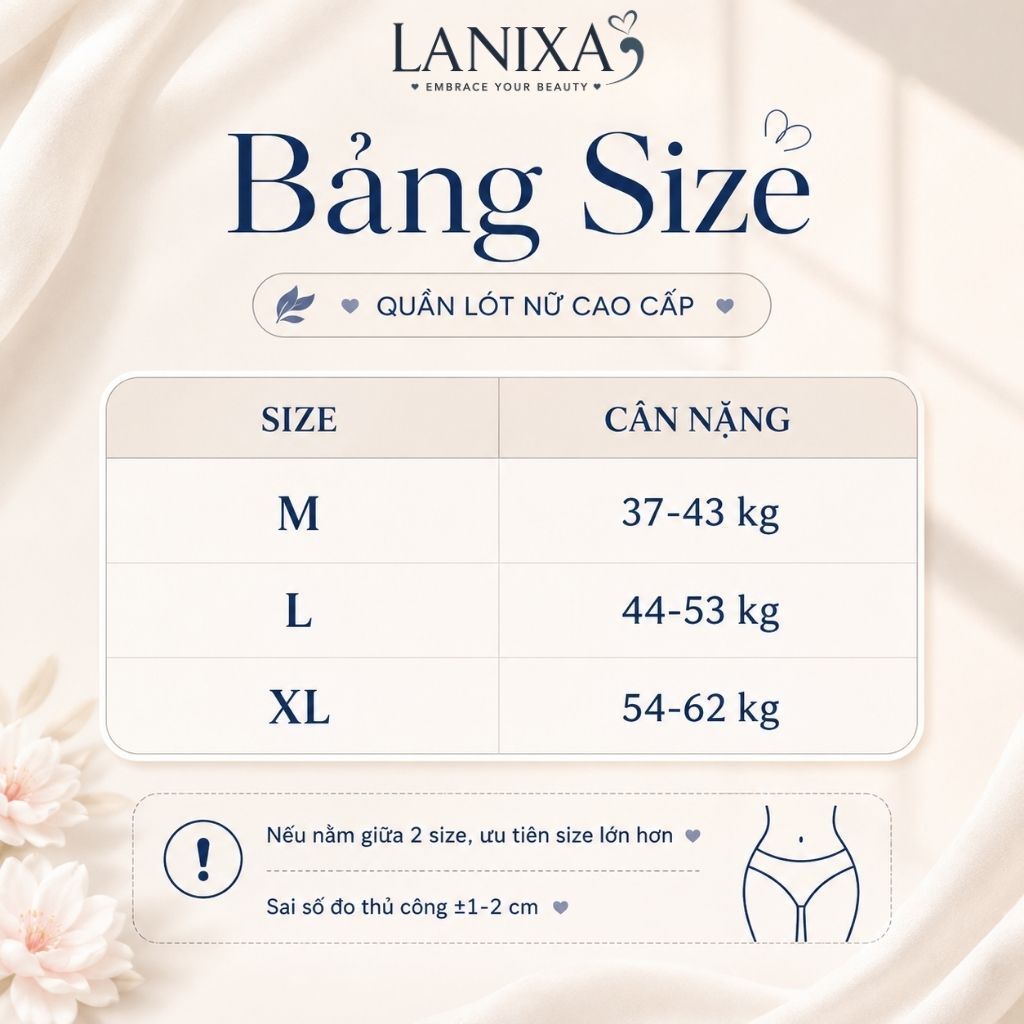 Quần Lót Cotton Cạp Cao Ôm Mông Êm Ái, Quần Chip Nữ Đáy May Thấm Hút Kháng Khuẩn LANIXA L6017