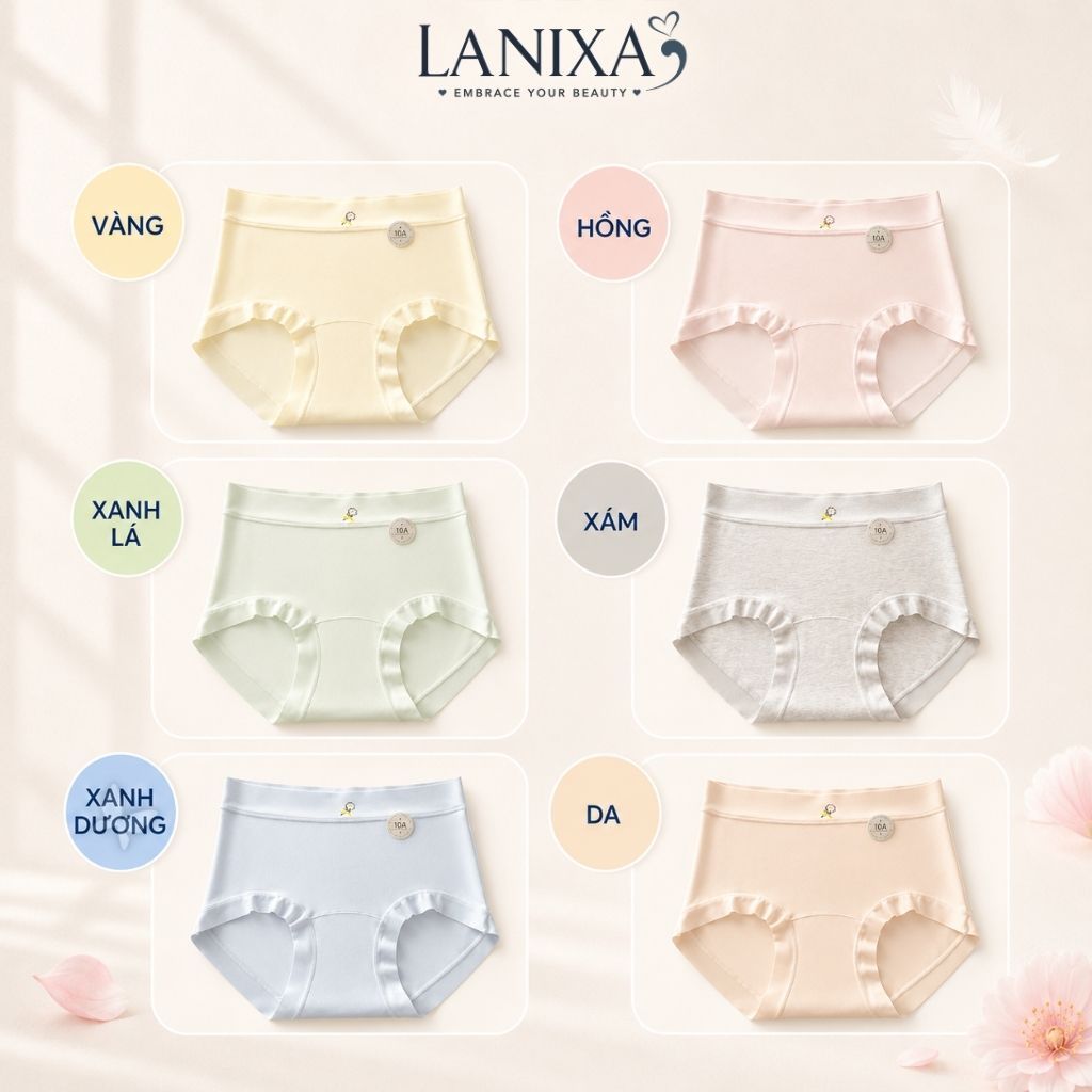 Quần Lót Cotton Cạp Cao Ôm Mông Êm Ái, Quần Chip Nữ Đáy May Thấm Hút Kháng Khuẩn LANIXA L6017