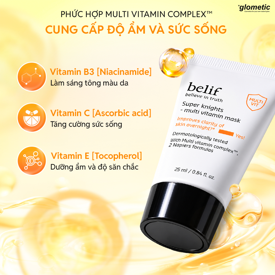 Mặt Nạ Ngủ Dưỡng Ẩm, Phục Hồi Da Chuyên Sâu BELIF SUPER KNIGHTS MULTI VITAMIN MASK - Minisize 25ml