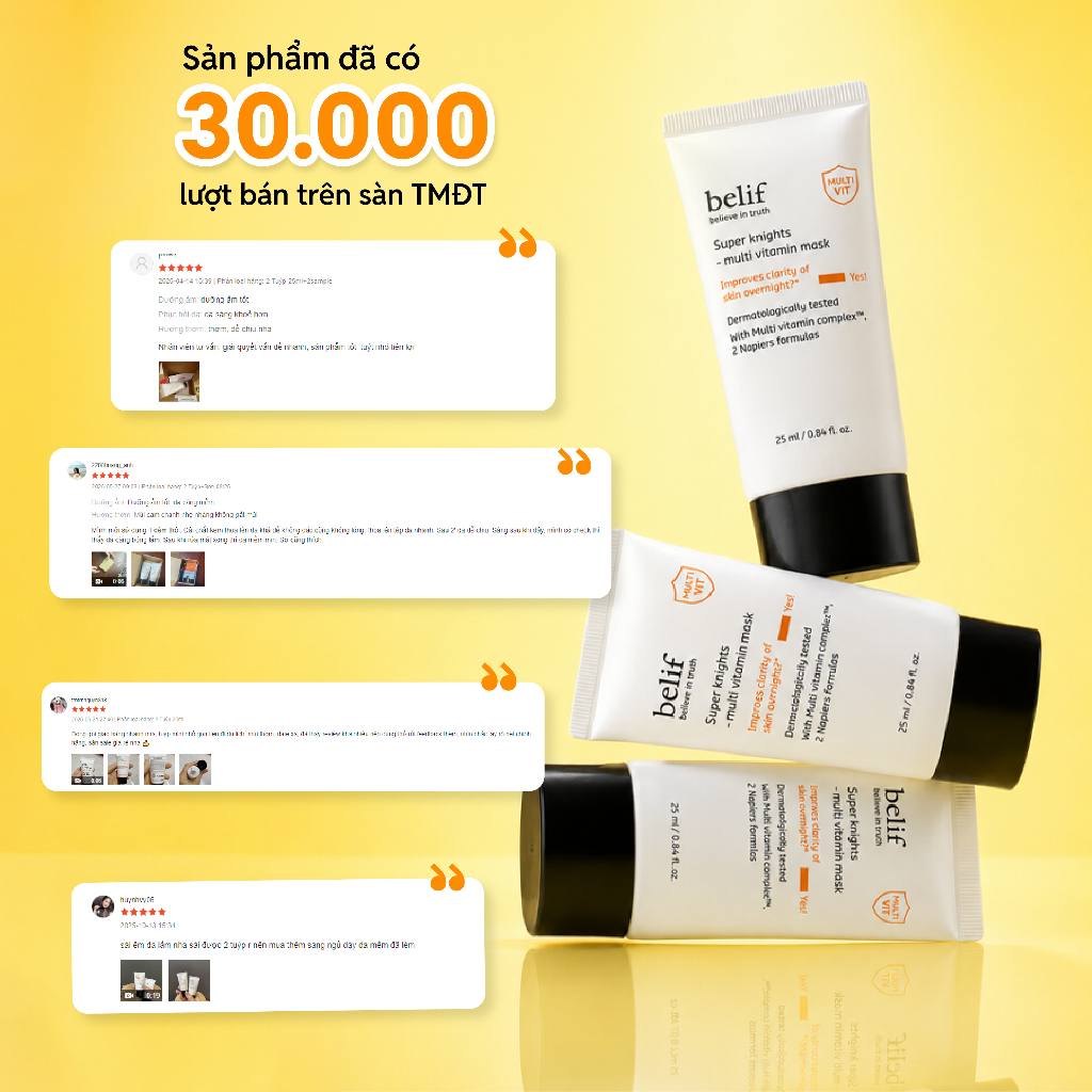 Mặt Nạ Ngủ Dưỡng Ẩm, Phục Hồi Da Chuyên Sâu BELIF SUPER KNIGHTS MULTI VITAMIN MASK - Minisize 25ml