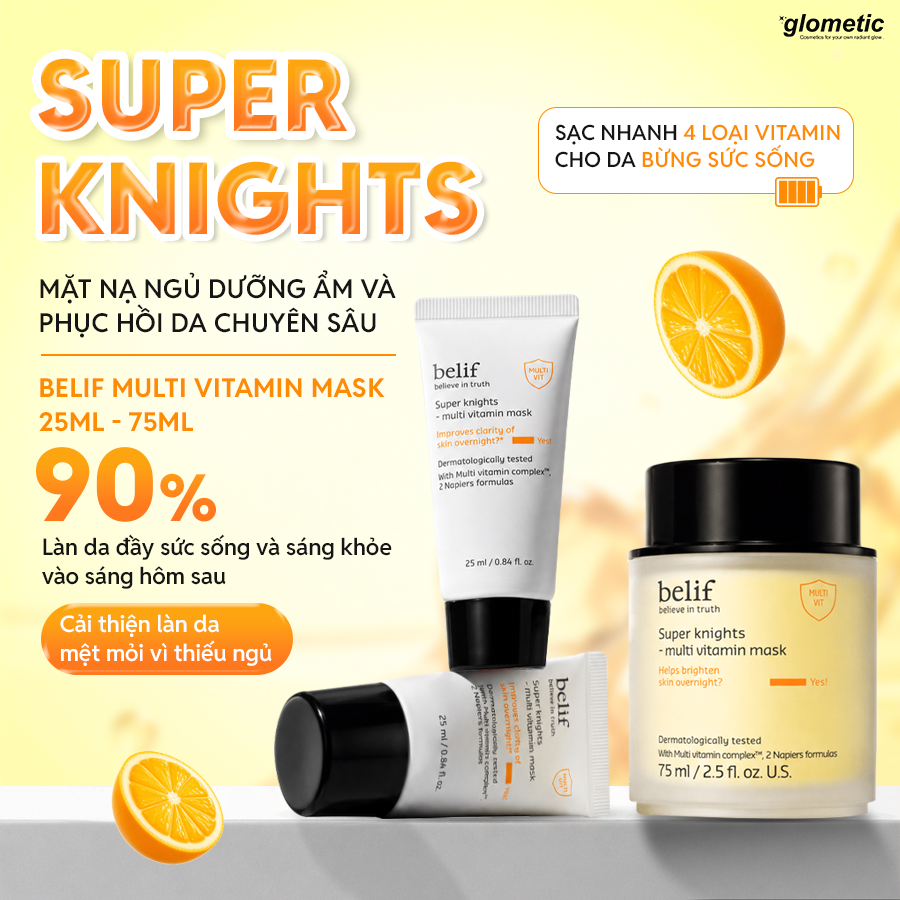 Mặt Nạ Ngủ Dưỡng Ẩm, Phục Hồi Da Chuyên Sâu BELIF SUPER KNIGHTS MULTI VITAMIN MASK - Minisize 25ml