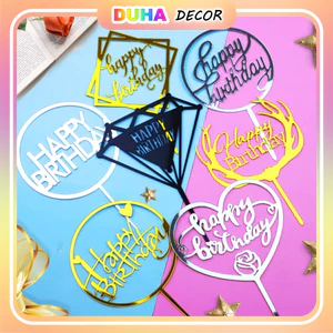 Combo 10 Thẻ Cắm Mica Hpbd Trang Trí Bánh Kem DUHA 082