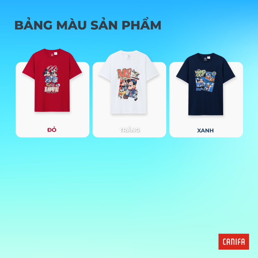 Áo phông unisex trẻ em CANIFA cổ tròn cộc tay chất cotton in hình Mickey PS26 3TS26S003
