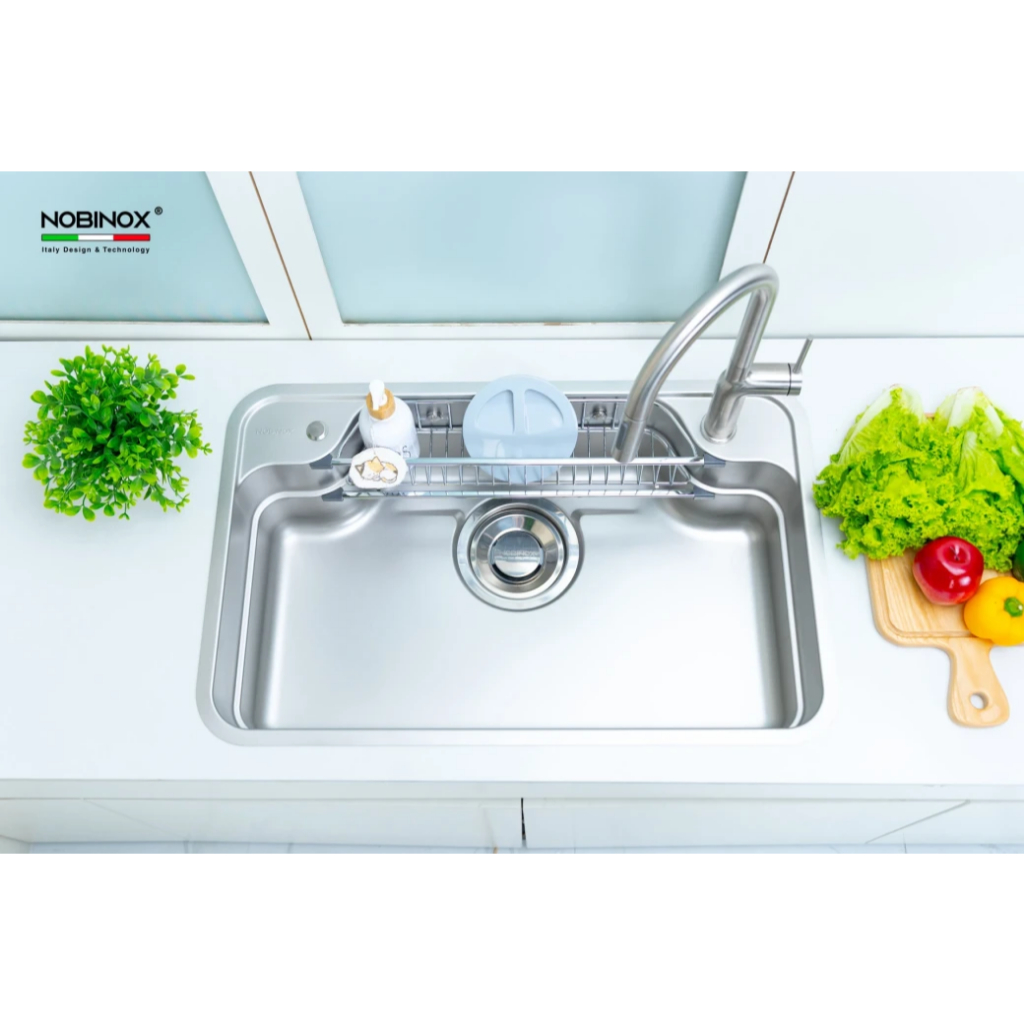 [TẶNG VÒI] CHẬU RỬA BÁT 1 HỐ NOBINOX ARVO B180 - Chất Liệu Inox 304, Thiết Kế Sang Trọng