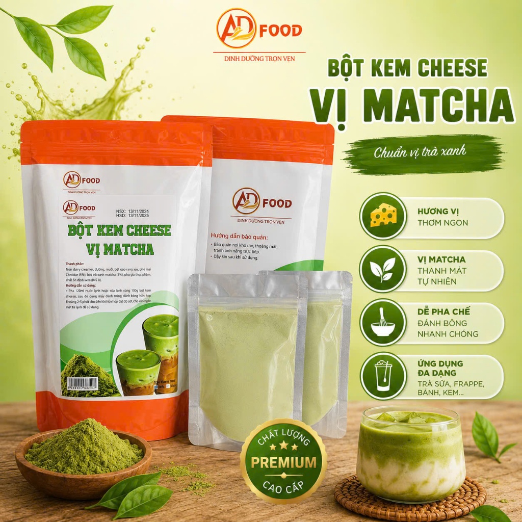 Bột Kem Cheese Matcha Mát Lạnh Gói 200gr