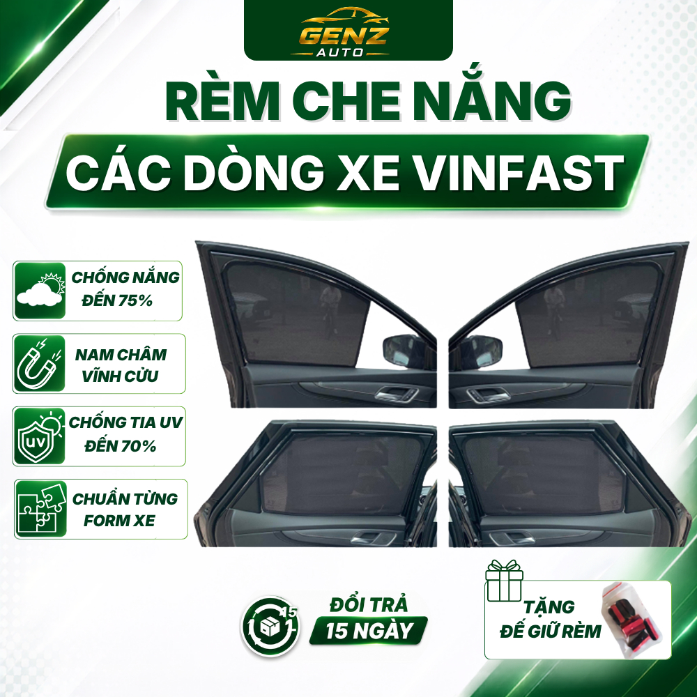 Rèm che nắng xe Vinfast Fadil, VF3, VF5, VF7, VF8, VF9, VF6, VFe34, Lux A, Lux SA chuẩn khít form xe chống nắng hiệu quả