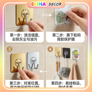 Set 10 Móc Dán Tường Chịu Lực Inox 304, Móc Treo Tường Siêu Dính Trong Suốt Treo Đồ Đa Năng DUHA 088