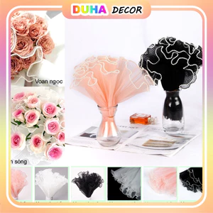 Combo 10 Cuộn Giấy Gói Hoa-Cuộn Voan Ngọc,Voan Sóng Viền Ngọc Trang Trí Bó Hoa DUHA 090