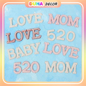Túi 10 Set Chữ Love Mom Happy Birthday Ngọc Trang Trí Bánh Sinh Nhật, Set Cắm Tình Yêu DUHA 093