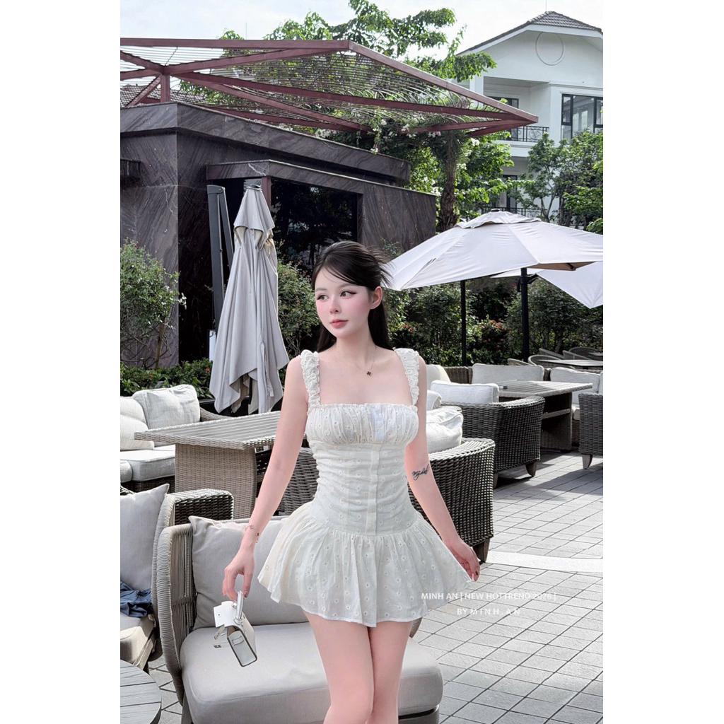 Váy thô 2 dây chân xoè hàng thiết kế xinh