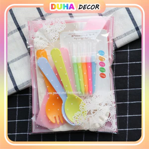 Bộ Dao Dĩa Dùng 1 Lần Trang Trí Bánh Kem – Bộ Dĩa Nĩa Giấy Nhựa, Phụ Kiện Sinh Nhật 10 Người DUHA 097