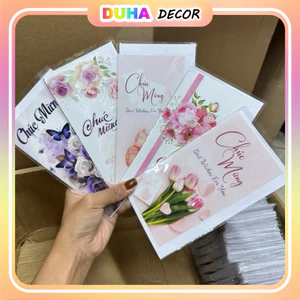 Set 100 Thiệp Chúc Mừng Kèm Phong Bì, Chất Liệu Giấy Couche Cao Cấp DUHA 098