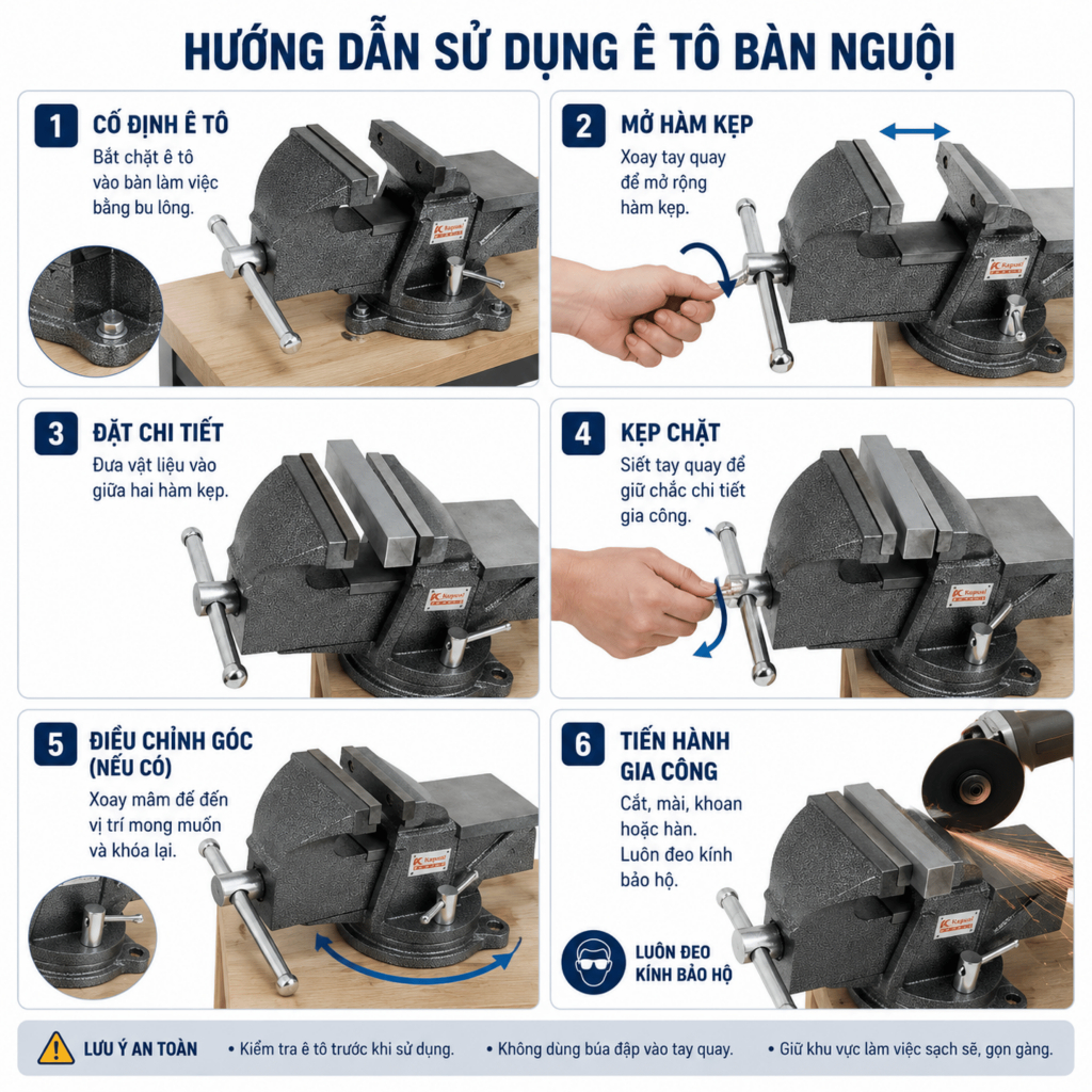 Ê tô bàn nguội xoay 360° Kapusi Japan 3,4,5,6inch