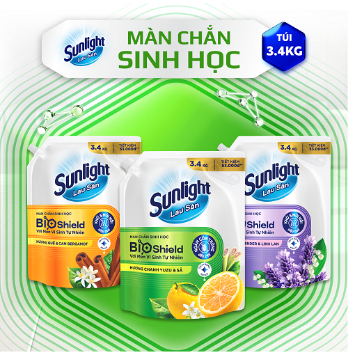 Nước lau sàn cao cấp Sunlight Bioshield Túi 3.4kg | Ngăn côn trùng đến 24h / Khử 5 mùi hôi