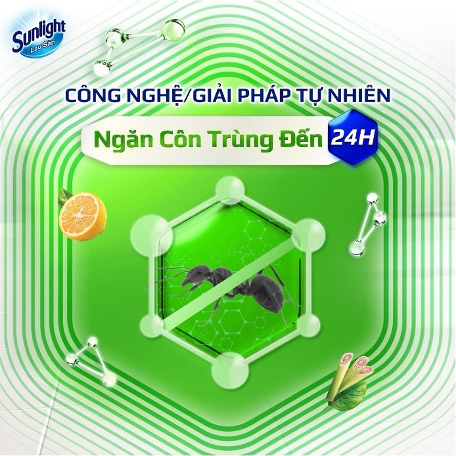 Nước lau sàn cao cấp Sunlight Bioshield Túi 3.4kg | Ngăn côn trùng đến 24h / Khử 5 mùi hôi