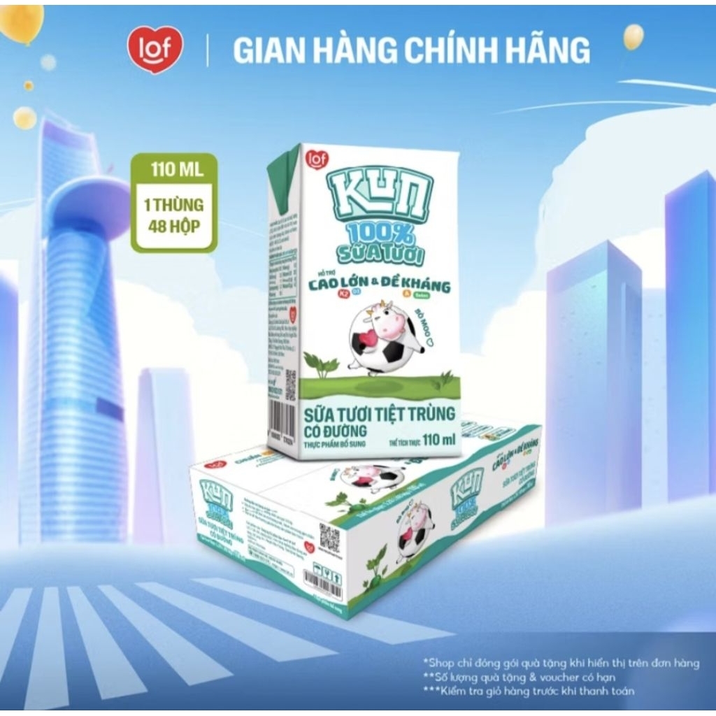 Sữa trái cây KUN vị nho dâu cam nhiệt đới thùng 48 hộp x 110ml