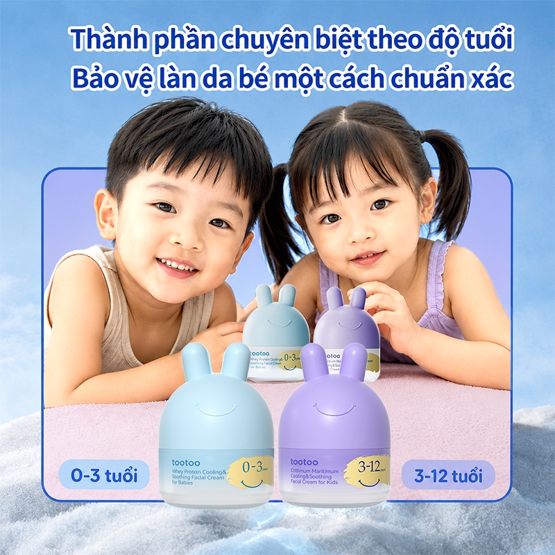 Kem dưỡng ẩm tootoo làm dịu da khô ngứa và mẩn đỏ dưỡng ẩm và chăm sóc da cho trẻ em từ 0-13 tuổi45g