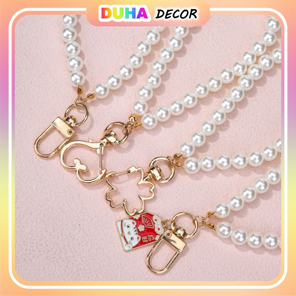 Set 10 Dây chuyền Ngọc Trai Ngắn Làm Móc Khóa Dây Treo Túi Xách thiết kế Thời Trang DUHA 107