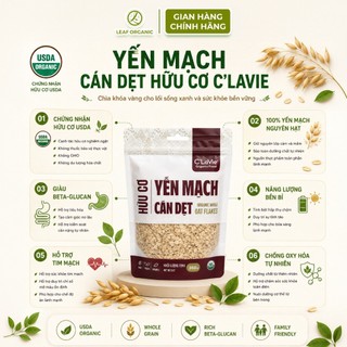 Yến mạch cán dẹt hữu cơ C'LaVie