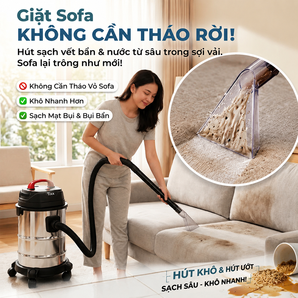 Tixx Máy hút bụi 18L 650W máy hút bụi chân không Thùng inox bền bỉ Lực hút mạnh mẽ