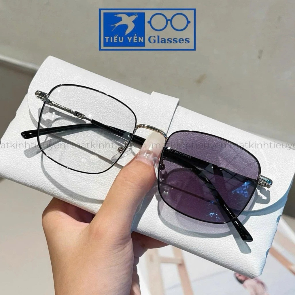[Tròng Đổi Màu] Kính Cận TiTannium đổi màu khi ra nắng Tròng Kính chống tia UV400 , chất liệu ko gỉ phù hợp nam nữ