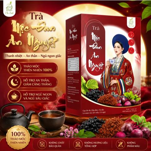 Trà Mộc Đan An Nguyệt NALINH Thành Phần Lá Mâm Xôi, Gạo Lứt Đỏ, Ích Mẫu, Đậu Đen, Củ Dền, Củ Ngọt