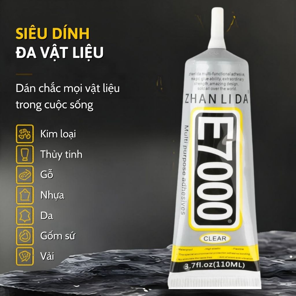Keo dán đính đá trong suốt E7000 dán đá dán vải trang trí đồ handmade đa năng khô nhanh 50ml 110ml