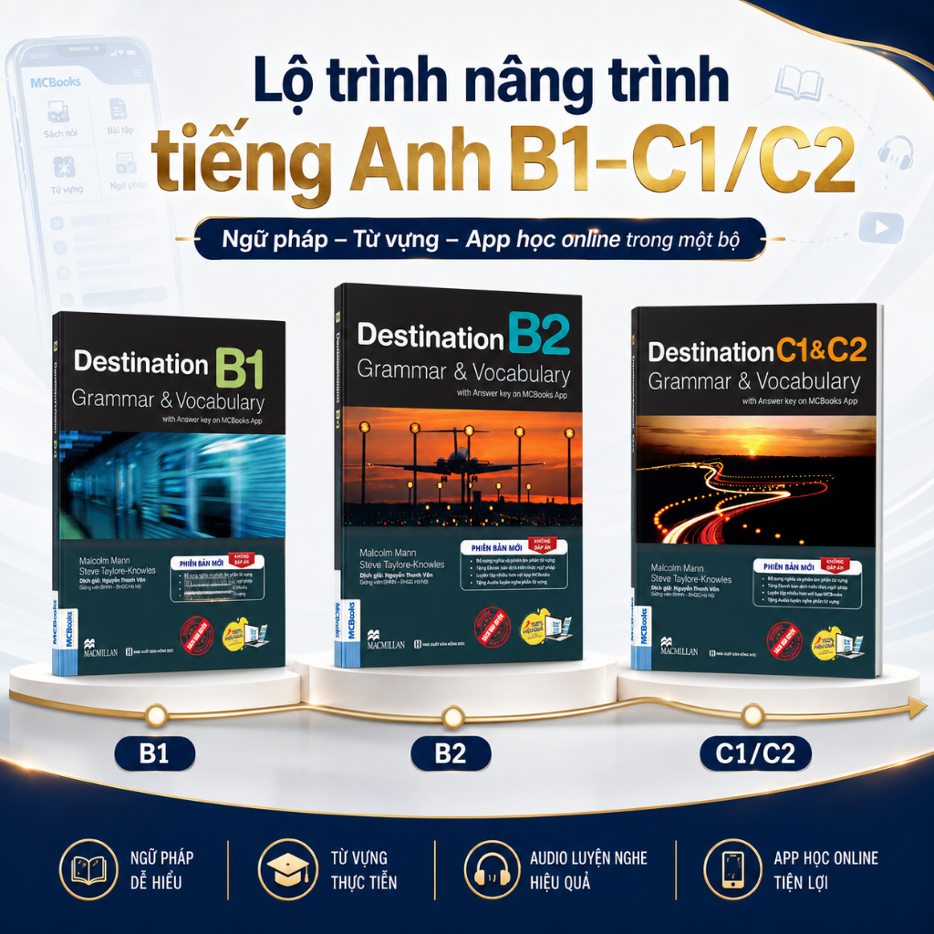 Sách Destination Grammar Vocabulary B1 B2 C1/C2 Kèm App Lộ Trình Học Ngữ Pháp Từ Vựng Tiếng Anh