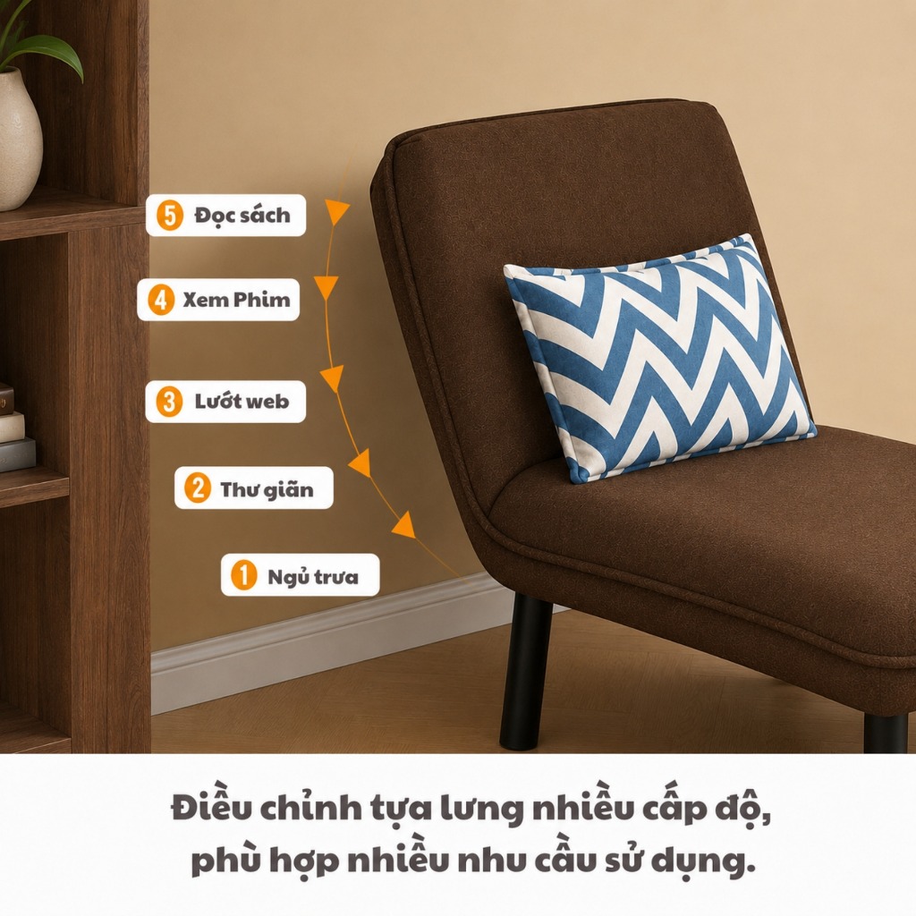 Ghế Sofa Giường Gấp Gọn, Sofa Bed Đa Năng Khung Sắt Chịu Lực, Nệm Êm, Tiết Kiệm Diện Tích