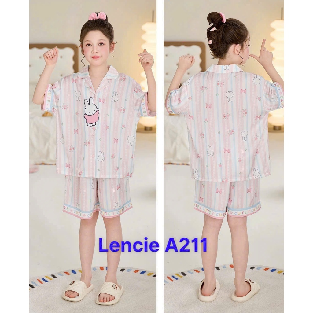Đồ bộ pijama bé gái chất lụa Latin mặc nhà, mềm mát, thấm hút tốt, thiết kế xinh xắn