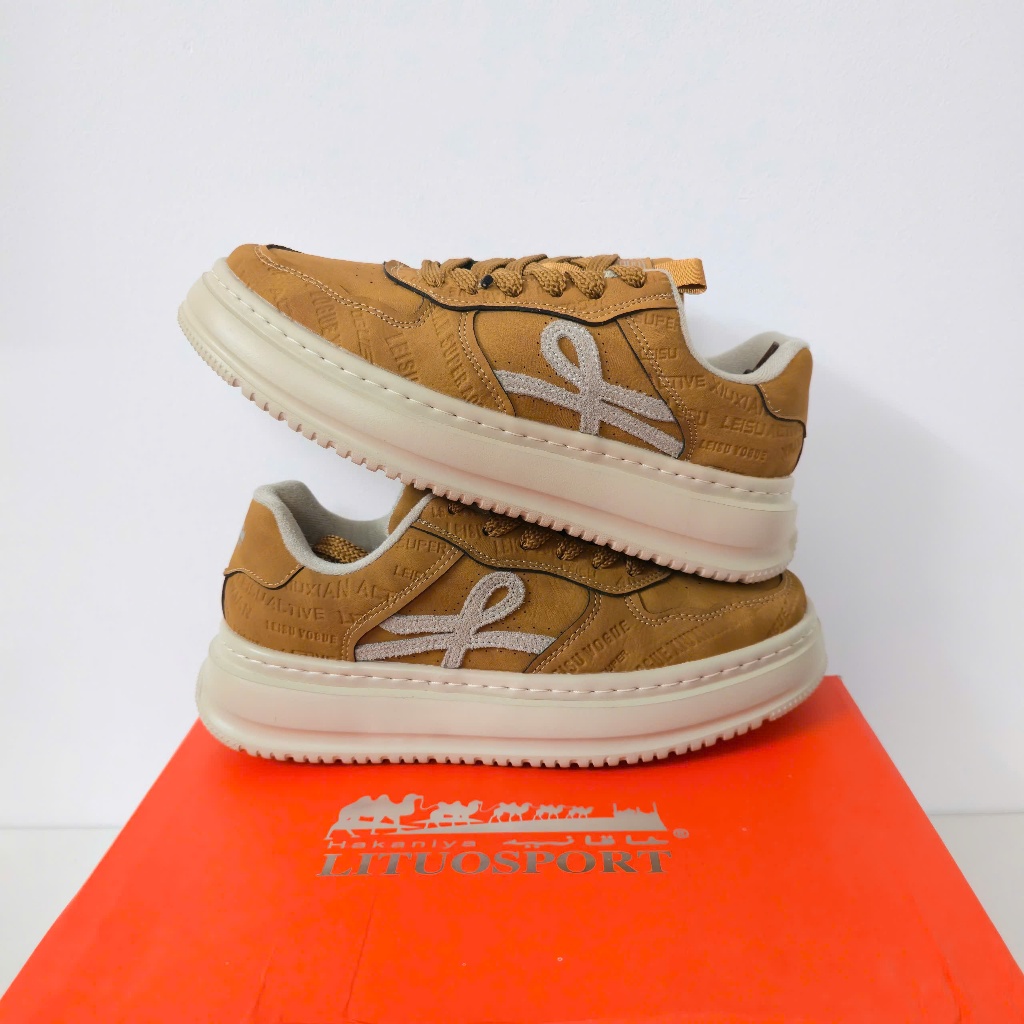 Giày Sneaker Lituo Sport Casual Unisex Nâu Kem - PH0036