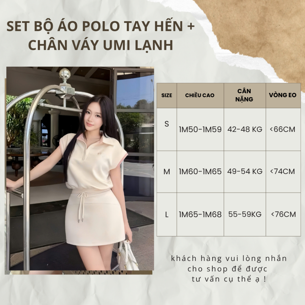 Set bộ cotton hai da áo polo tay hến + chân váy năng động thể thao - ST Design _ k84