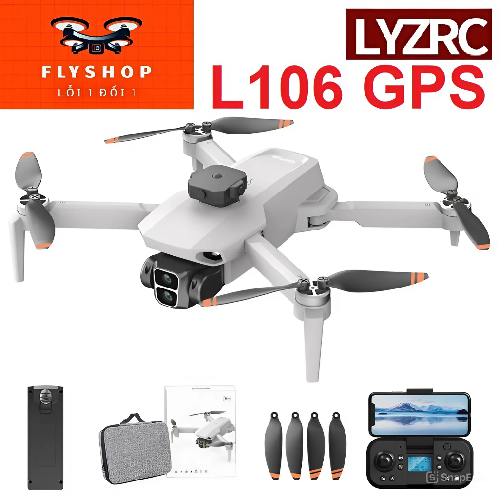 Flycam L106 GPS, có chế độ tự động bay về khi bay chế độ GPS ON, động ...