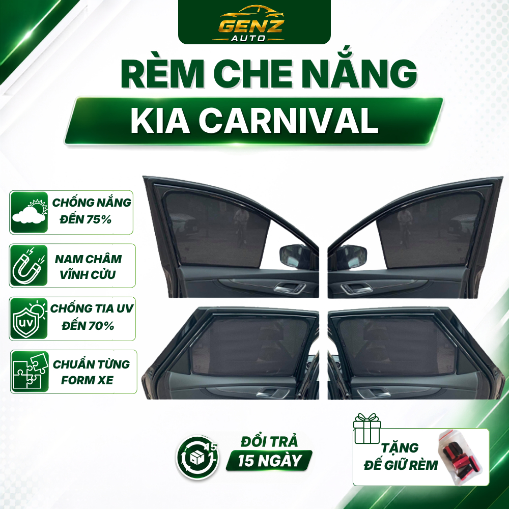 Rèm che nắng xe Kia Carnival 2022- HIỆN NAY - 4 và 6 cánh cửa nam châm hít chắc chắn cao cấp