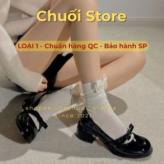Giày lolita nữ da PU tổng hợp dệt vải đế cao su dễ thương đáng yêu nữ tính nhẹ nhàng