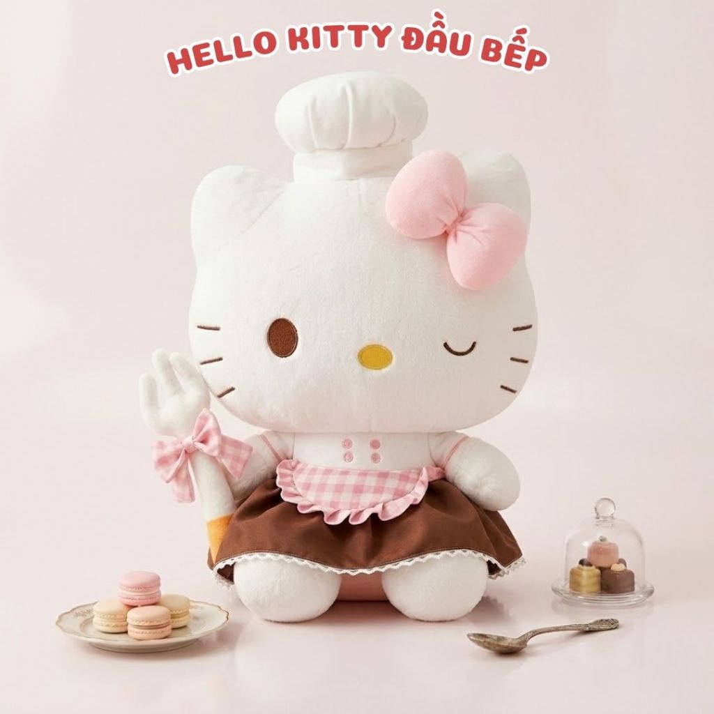 Gấu Bông Hello Kitty Trang Phục Đầu Bếp Bánh Ngọt Đáng Yêu, Thú Nhồi Bông Hello Kitty Cao Cấp Quà Tặng Cho Bé, Bạn Gái