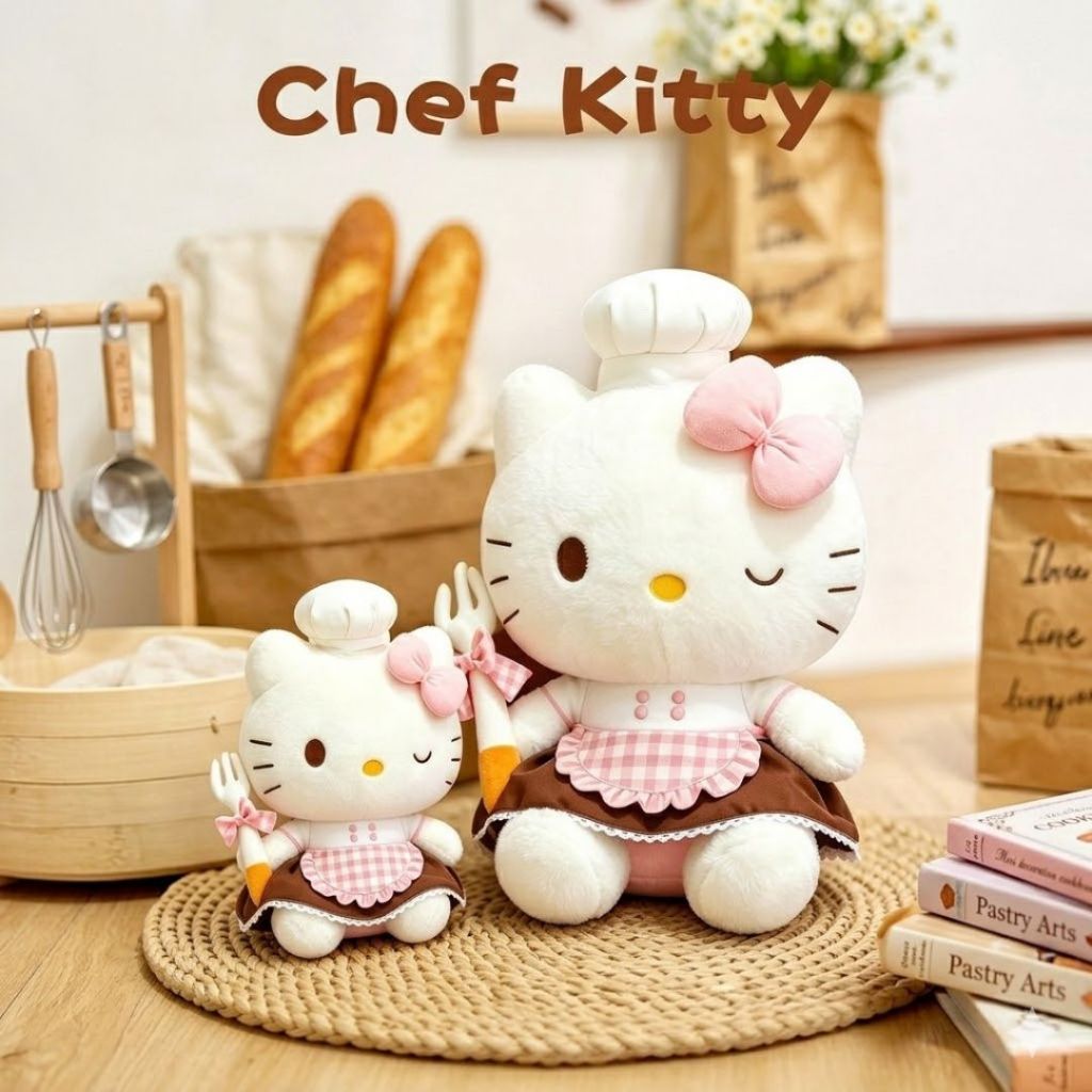 Gấu Bông Hello Kitty Trang Phục Đầu Bếp Bánh Ngọt Đáng Yêu, Thú Nhồi Bông Hello Kitty Cao Cấp Quà Tặng Cho Bé, Bạn Gái