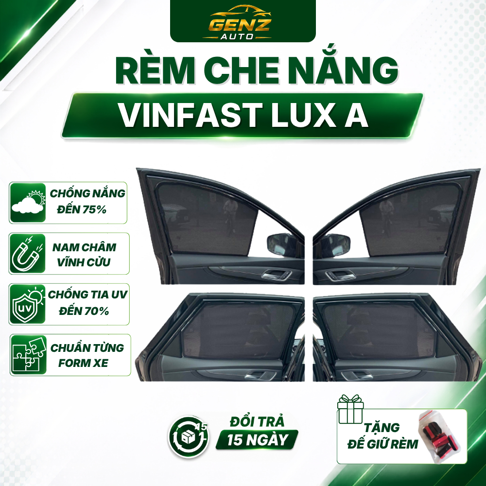 Rèm che nắng xe Vinfast Lux A 2019 - HIỆN NAY -  đế nhựa cao cấp, Vừa khít xe, che nắng hiệu quả